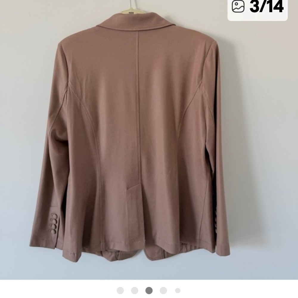 CLARA SUN WOO Signature Liquid Leather Blazer Jacket in Taupe Size L NWOT - Picture 4 of 12